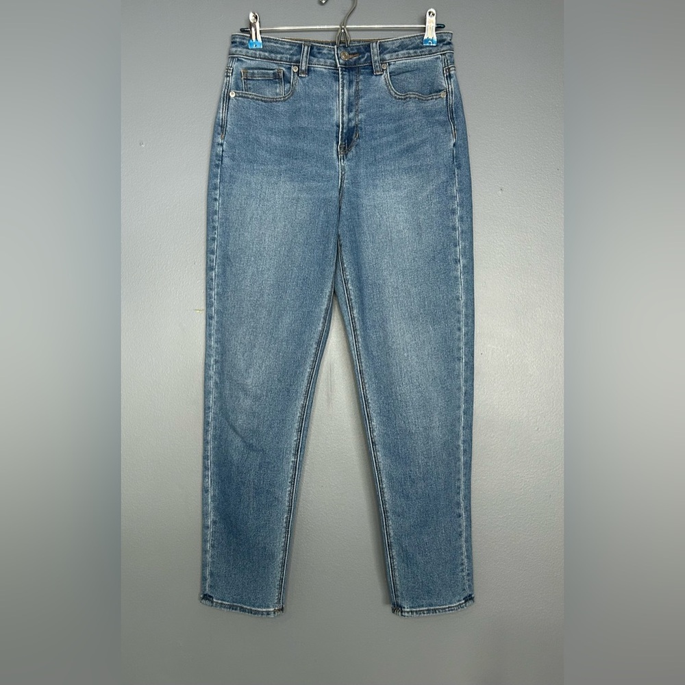 American Eagle Mom Jeans Womens 4 Blue High Rise Relaxed Tapered Stretch Ankle